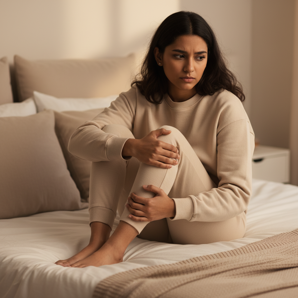 A girl suffering from PCOS pain