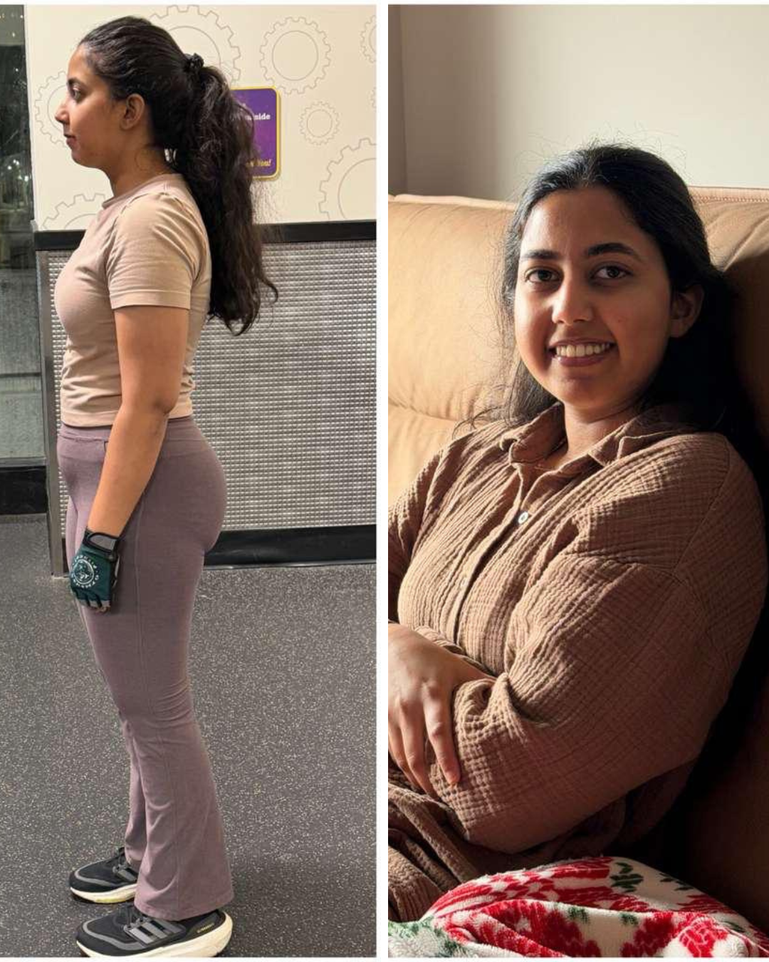 Anusha after PCOS and gut health program at Nutrition In Sync showing weight loss and improved confidence