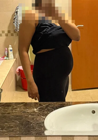 Community Gut Cleanse client before the programme, abdominal bloating